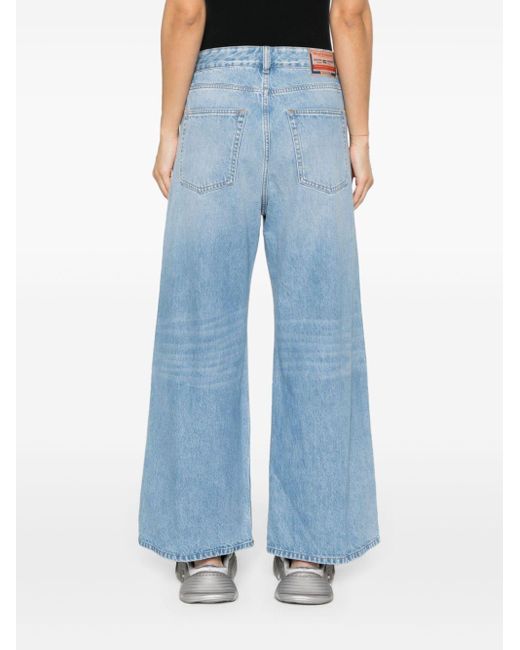 DIESEL Blue Low-rise Wide-leg Jeans