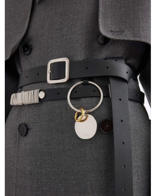 Jil Sander White Two-Tone Circular Keyring