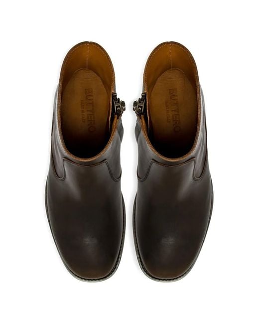 Buttero Black Leather Boots for men