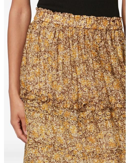 Isabel Marant Natural Long Skirt With Floral Print