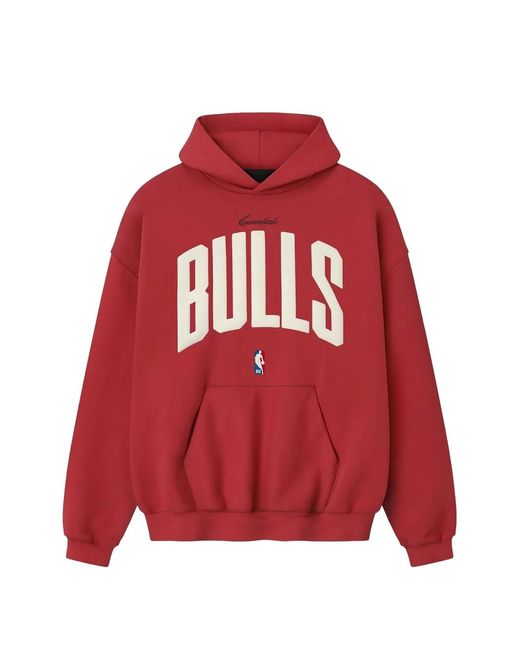 Fear Of God Red Essentials Bulls Logo-Print Hoodie for men