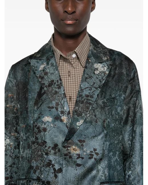 Pierre Louis Mascia Blue Floral-Print Coat