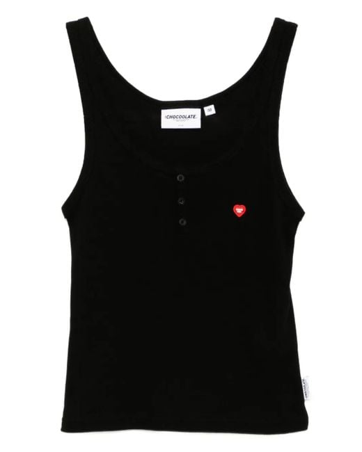 Chocoolate Black Cotton Tank Top