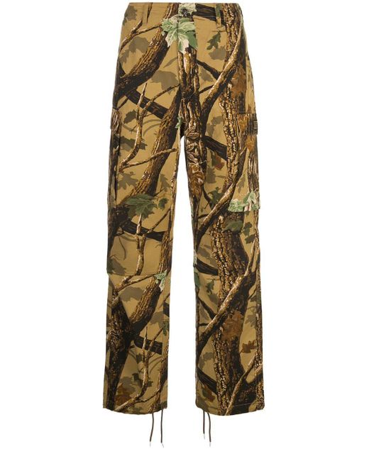 Neighborhood Brown Forest Print Cargo Trousers for men