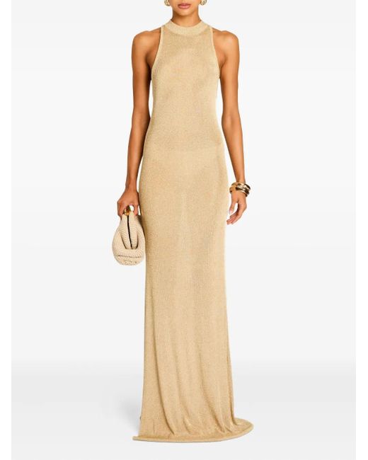 SER.O.YA Natural Metallic-Knit Maxi Dress