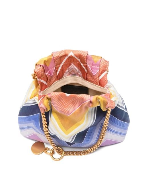 Missoni Blue Wave Silk Drawstring Chain Tote Bag