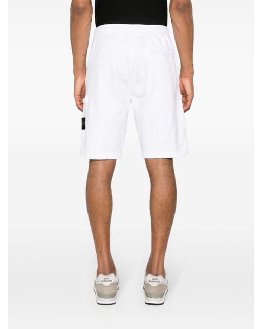 Stone Island White Regular Fit Cargo Shorts for men
