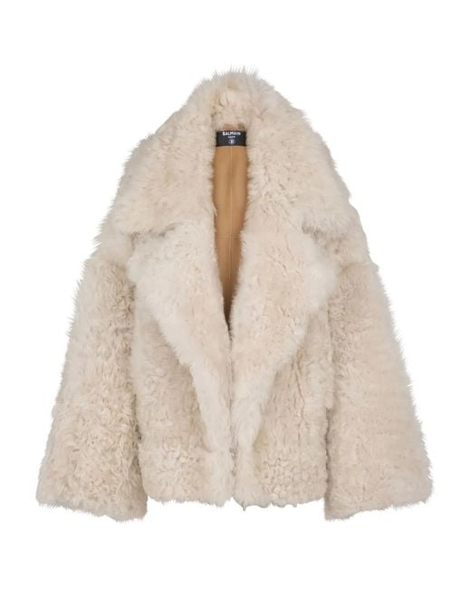 Balmain Natural Veste En Peau Lainée