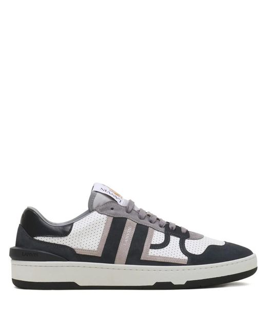 Lanvin White Perforated Panel Sneakers for men