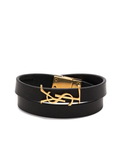 Saint Laurent Armband Met Logoplakkaat in het Black