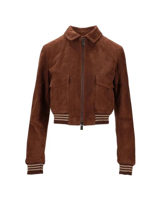 LA ROSE Brown Suede Front-Pockets Jacket
