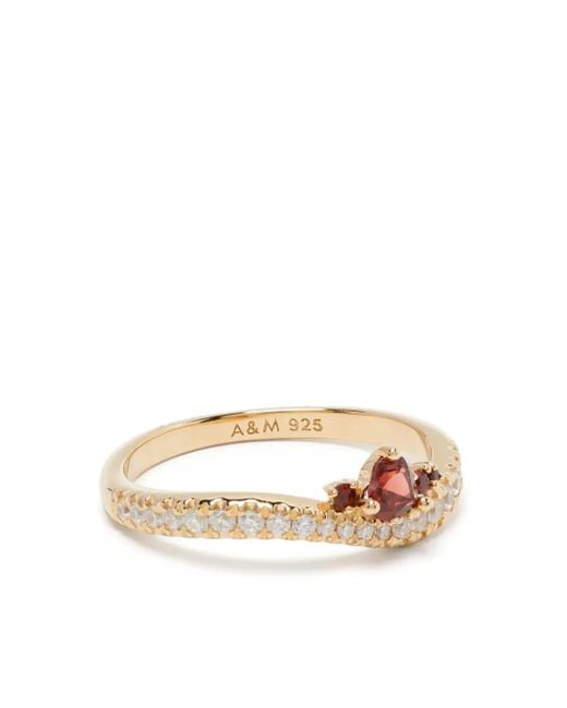 Astrid & Miyu White Garnet Serpent Wave Ring