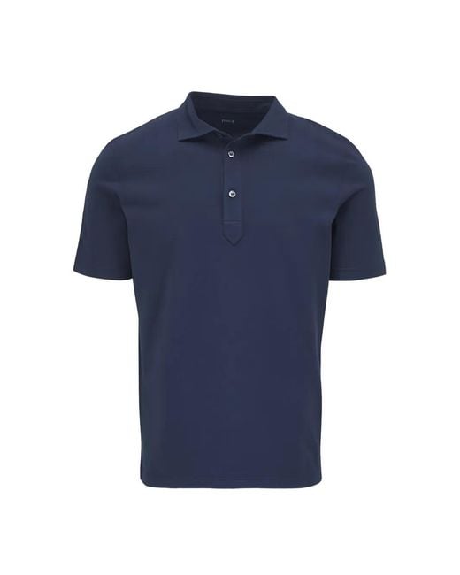 Fedeli Blue Short-Sleeve Polo Shirt for men