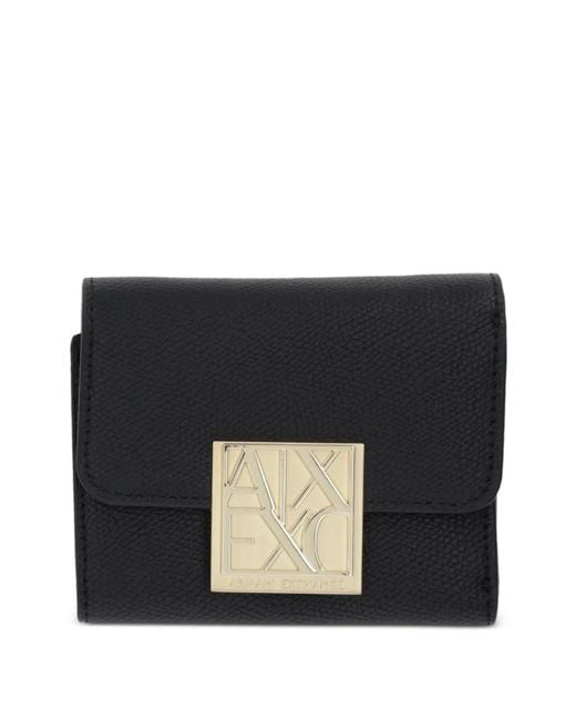 ARMANI EXCHANGE Black Amy Logo Plaque Wallet