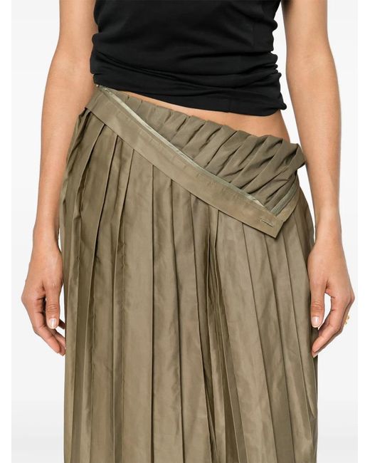 MM6 by Maison Margiela Green Pleated Midi Skirt