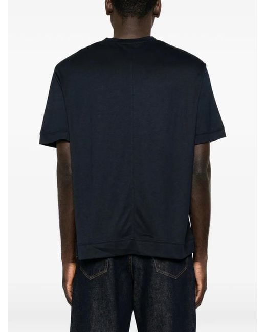Paolo Pecora Blue Ribbed-Trim Short-Sleeve T-Shirt for men