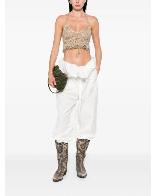 Rabanne Natural Halterneck Embellished Top