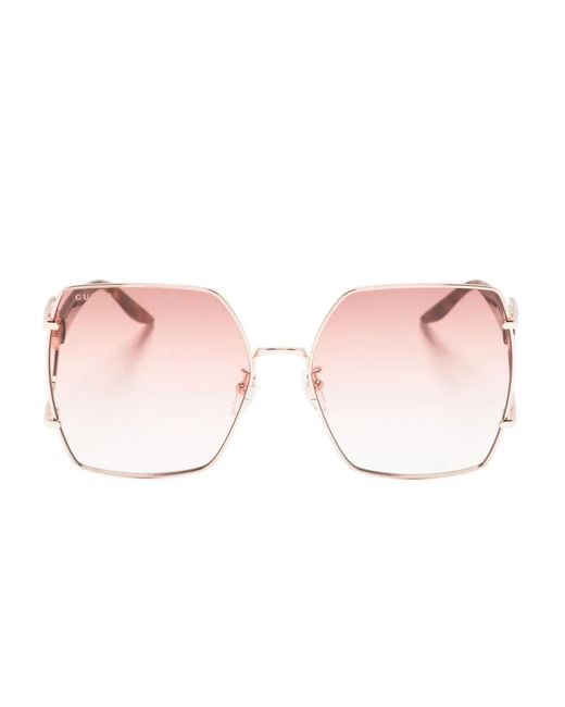 Gucci Pink Double G Oversize-Frame Sunglasses