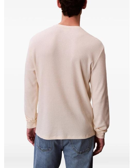 Calvin Klein White T-Shirt En Maille Gaufrée À Patch Logo for men