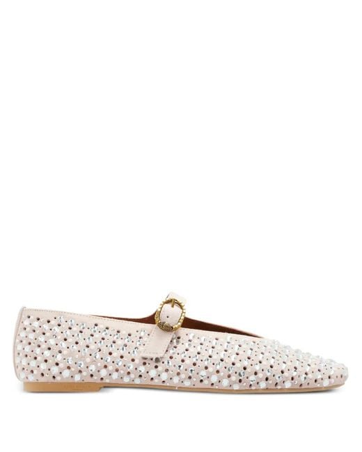 Kurt Geiger White Mayfair Embellished Buckle Ballet Flat