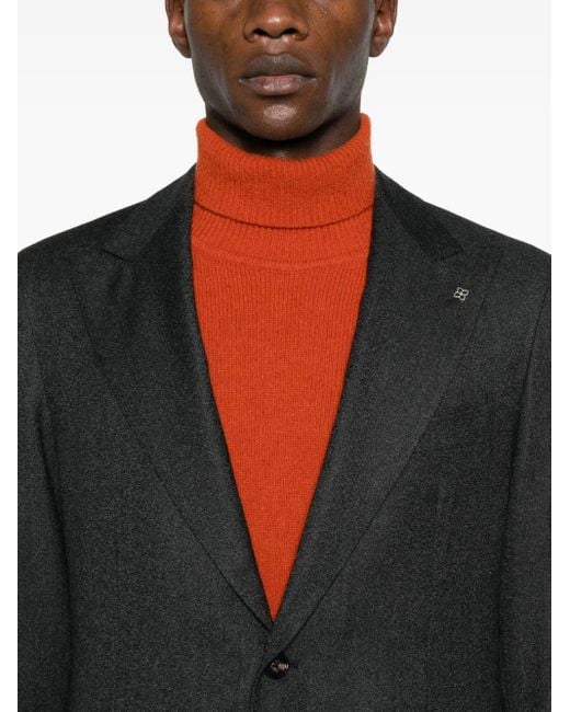 Tagliatore Black Herringbone Two-Piece Suit for men