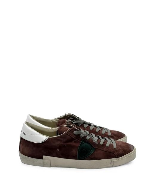 Philippe Model Brown Prlu.Xs25 Logo-Patch Sneakers for men