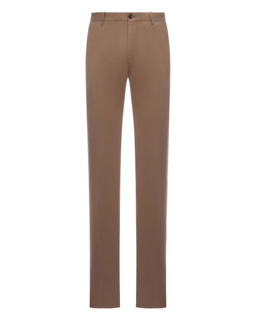 Incotex Brown Cotton Straight-Leg Trousers for men