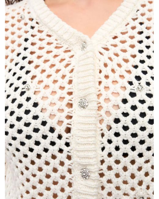 Ganni White Open-Knit Cardigan