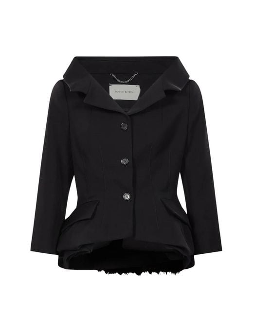 Magda Butrym Black Cotton Peplum Blazer