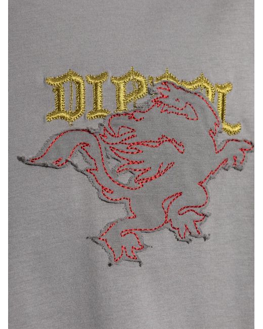 DIESEL Gray Regular T-Shirt With Embroidered Patch for men