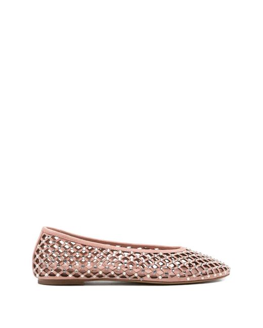 Lola Cruz Pink Leonor Lattice Embellished Ballet Flats