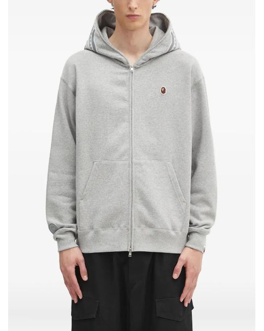 A Bathing Ape Gray One Point Ape Head Shark Zip-Up Hoodie for men