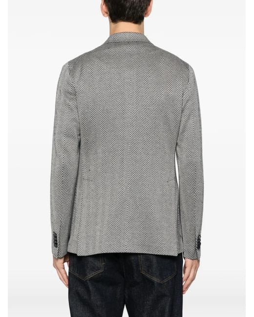 Tagliatore Gray Herringbone Double-Breasted Blazer for men