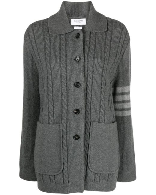Thom Browne Gray Cable-Knit Bomber Jacket