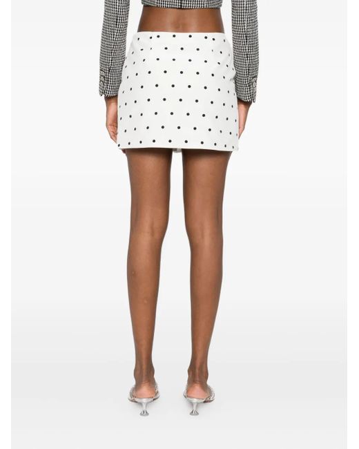Alessandra Rich White Polka Dot-Print Miniskirt