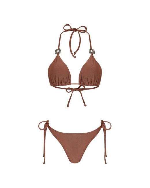 Amir Slama White Buckle-Detail Bikini