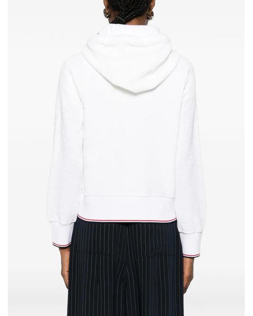 Thom Browne White Logo-Patch Hoodie