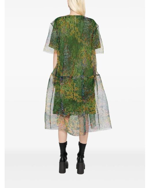 JNBY ショートスリーブ Aラインドレス Green