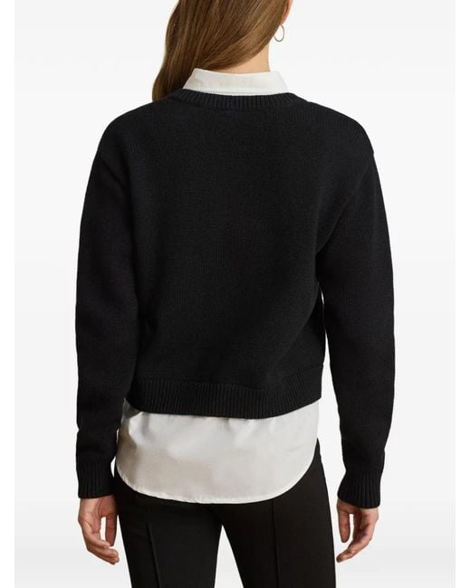 Ralph Lauren Black Layered Button-Trim Sweater