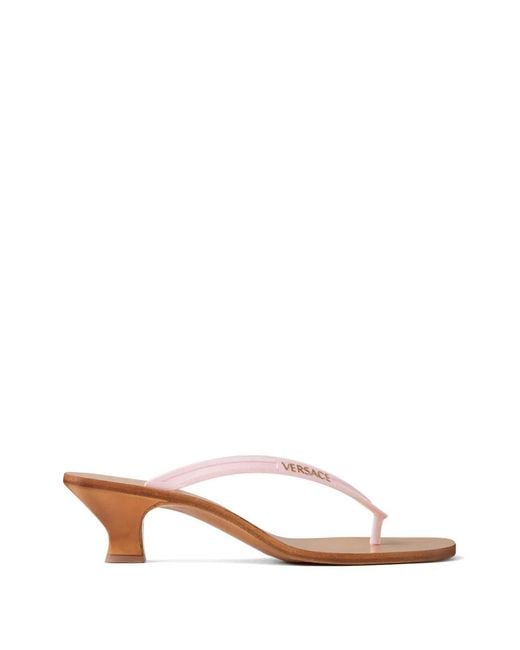 Versace Pink Sophie Rubber Thong Sandals 40 Mm