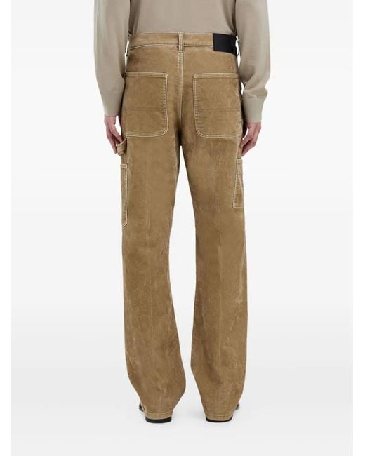Ferragamo Natural Flocked Patch Pocket Cargo Trousers for men