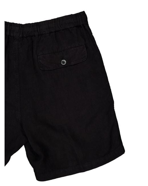 120% Lino Black Drawstring-Waist Shorts for men