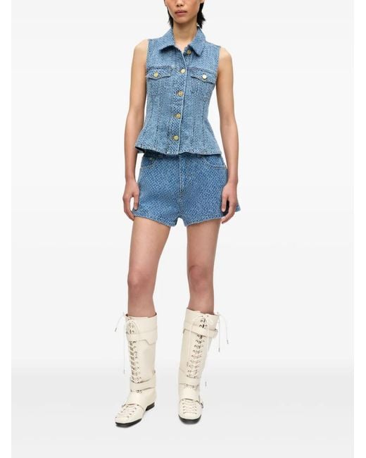 Ganni Blue Logo Patch Shorts