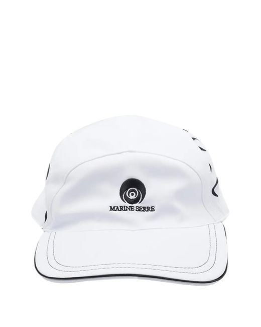 MARINE SERRE White Moon Print Mini Hat With Front Embroidery