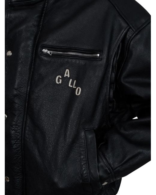 PALY Black Leather Bomber Jacket for men