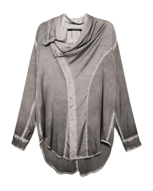 Julius Gray Satin Wrap-Neck Shirt for men