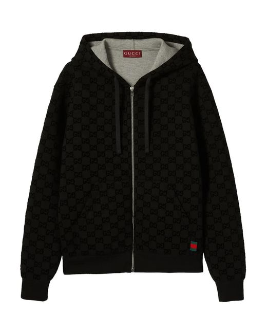 メンズ Gucci Ggパターン ジップアップ パーカー ブラック | Lyst
