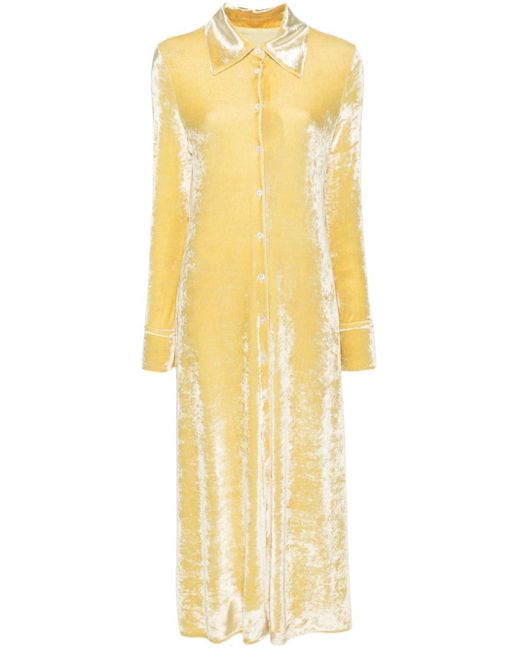 Jil Sander Yellow Velvet Shirt Dress