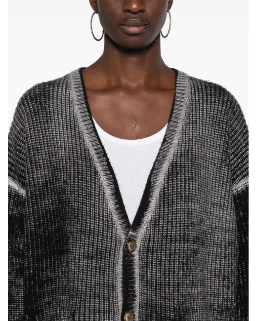 R13 Black Faded-Effect Cardigan