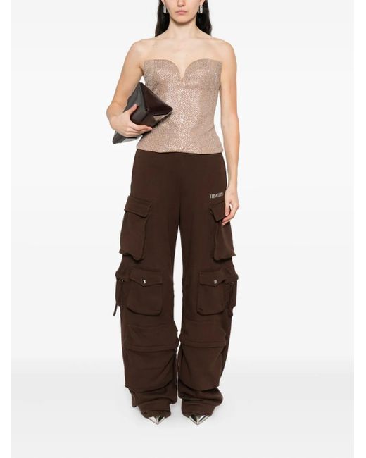 GIUSEPPE DI MORABITO Pink Embellished Strapless Top